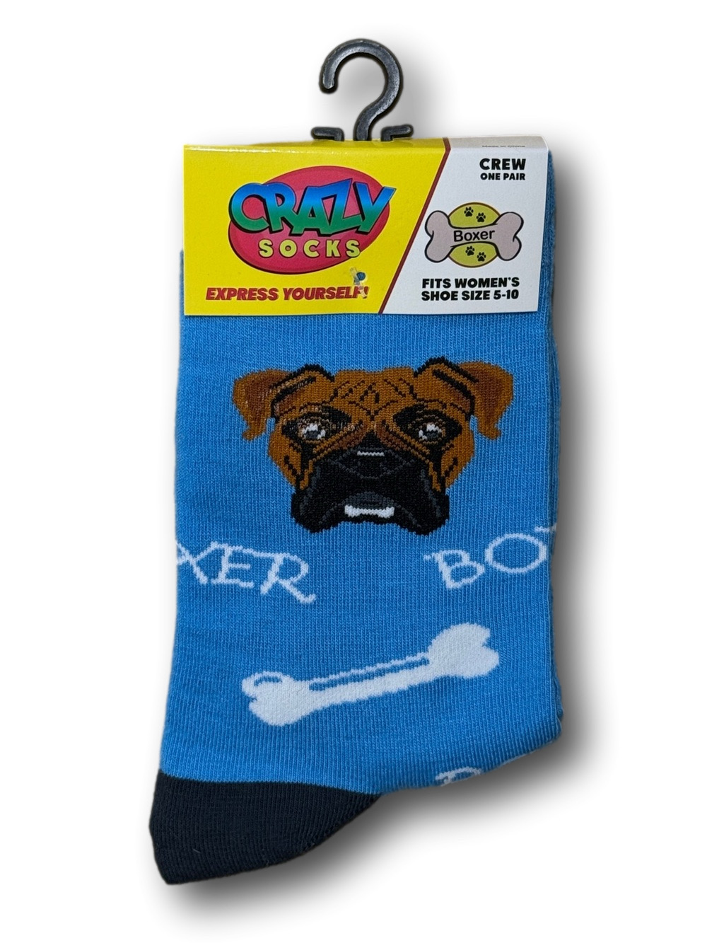3/$15 Boxer Dog Funny Novelty Crew Socks - NWT